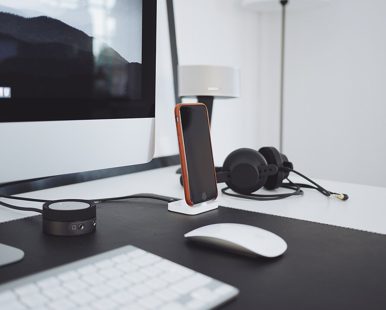 Computer desk and keyboard workspace